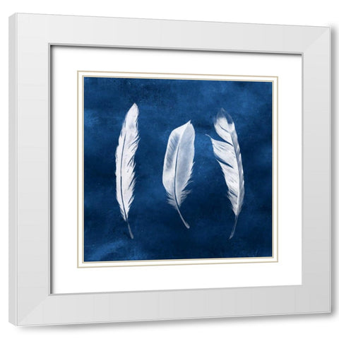 Cyanotype Feathers II White Modern Wood Framed Art Print with Double Matting by Popp, Grace