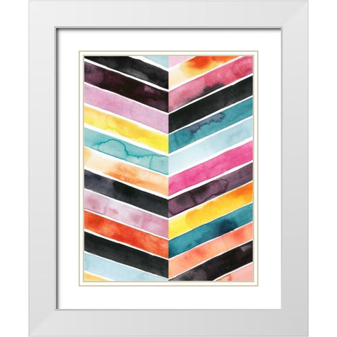 Vivid Watercolor Chevron II White Modern Wood Framed Art Print with Double Matting by Popp, Grace