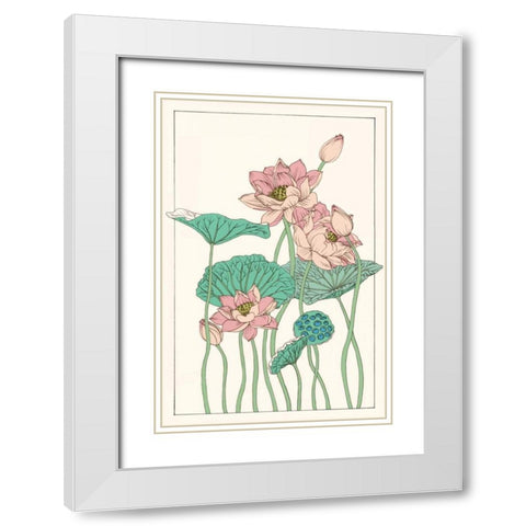 Botanical Gloriosa Lotus I White Modern Wood Framed Art Print with Double Matting by Wang, Melissa