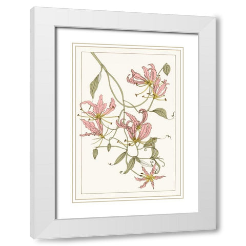 Botanical Gloriosa Lily II White Modern Wood Framed Art Print with Double Matting by Wang, Melissa