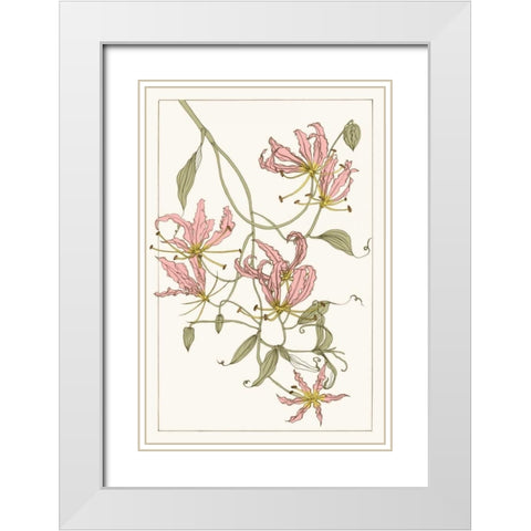 Botanical Gloriosa Lily II White Modern Wood Framed Art Print with Double Matting by Wang, Melissa