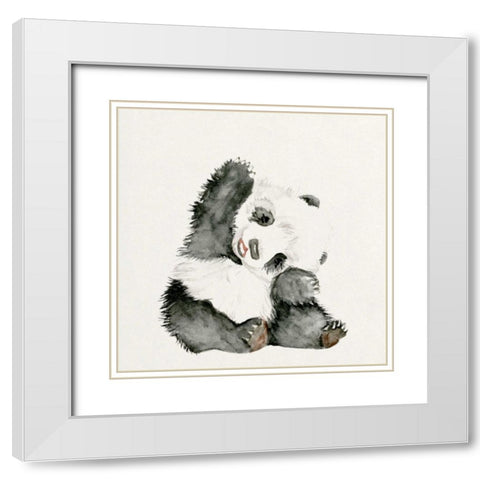 Baby Panda I White Modern Wood Framed Art Print with Double Matting by Wang, Melissa