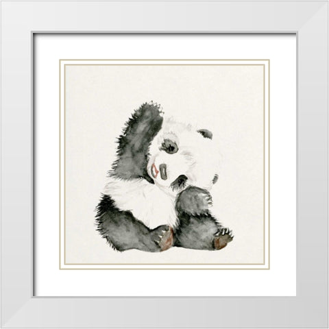 Baby Panda I White Modern Wood Framed Art Print with Double Matting by Wang, Melissa