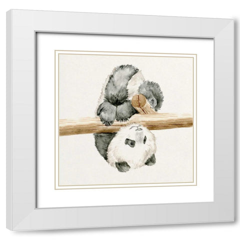 Baby Panda II White Modern Wood Framed Art Print with Double Matting by Wang, Melissa