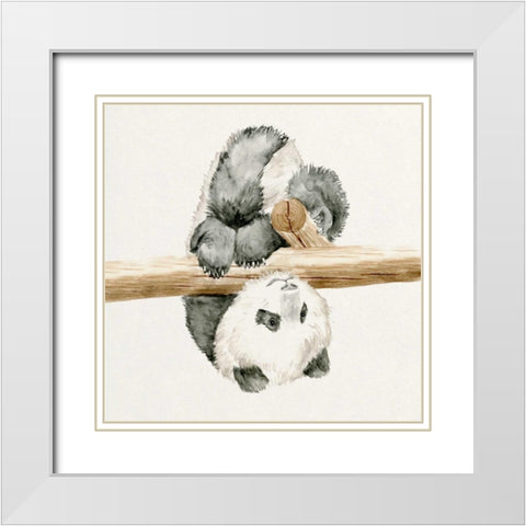 Baby Panda II White Modern Wood Framed Art Print with Double Matting by Wang, Melissa