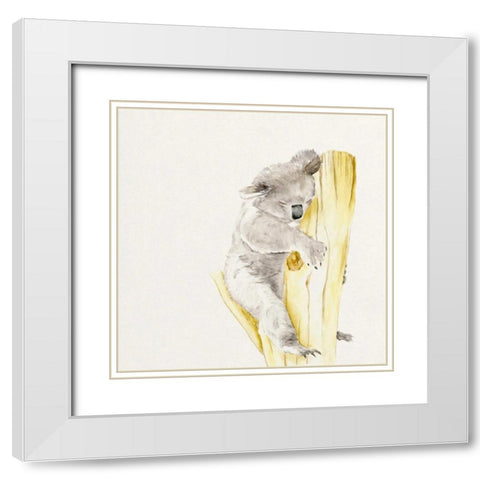 Baby Koala I White Modern Wood Framed Art Print with Double Matting by Wang, Melissa