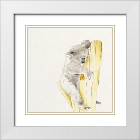 Baby Koala I White Modern Wood Framed Art Print with Double Matting by Wang, Melissa