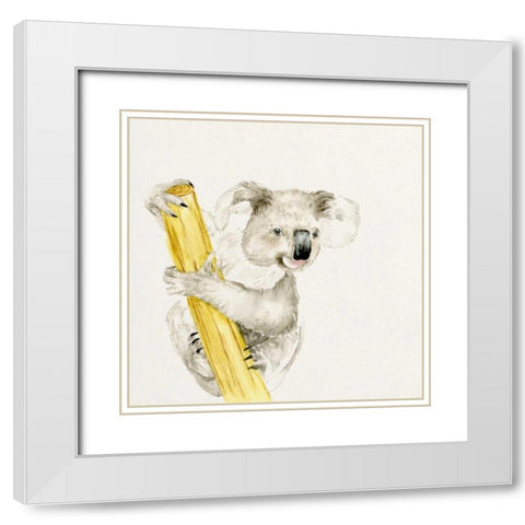 Baby Koala II White Modern Wood Framed Art Print with Double Matting by Wang, Melissa