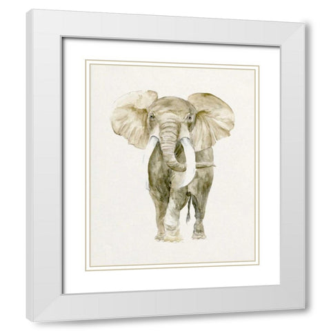 Baby Elephant I White Modern Wood Framed Art Print with Double Matting by Wang, Melissa