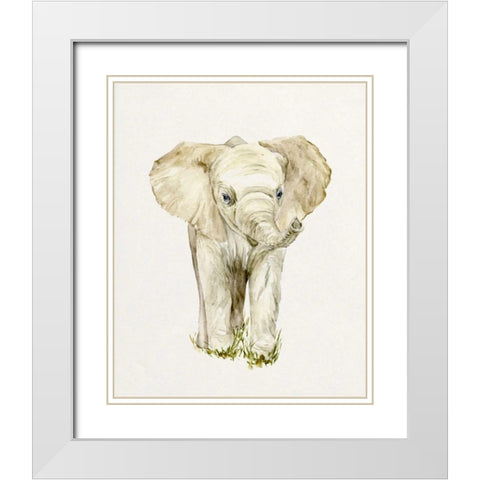 Baby Elephant II White Modern Wood Framed Art Print with Double Matting by Wang, Melissa