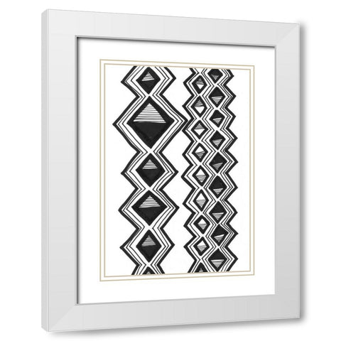 Mud Cloth Study I White Modern Wood Framed Art Print with Double Matting by Stramel, Renee W.