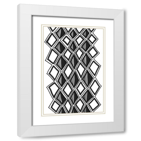 Mud Cloth Study III White Modern Wood Framed Art Print with Double Matting by Stramel, Renee W.