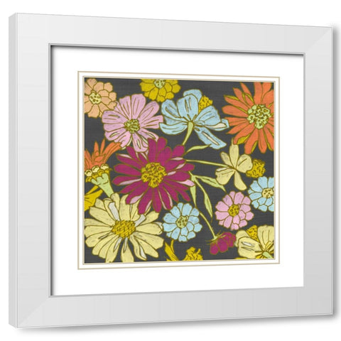 Summer Floral on Grey I White Modern Wood Framed Art Print with Double Matting by Zarris, Chariklia