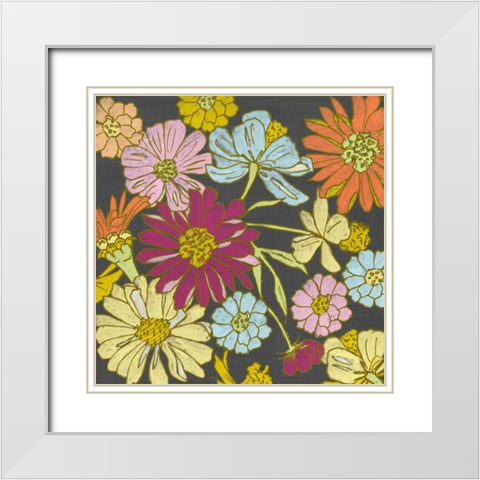 Summer Floral on Grey I White Modern Wood Framed Art Print with Double Matting by Zarris, Chariklia