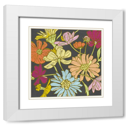 Summer Floral on Grey II White Modern Wood Framed Art Print with Double Matting by Zarris, Chariklia