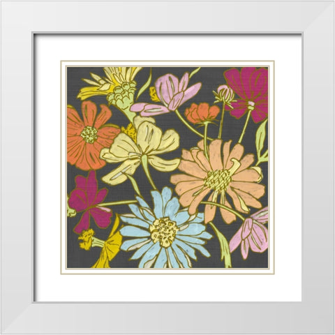 Summer Floral on Grey II White Modern Wood Framed Art Print with Double Matting by Zarris, Chariklia