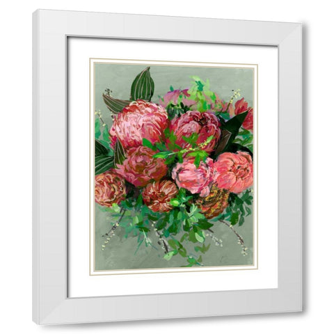 Vintage Bouquet II White Modern Wood Framed Art Print with Double Matting by Wang, Melissa