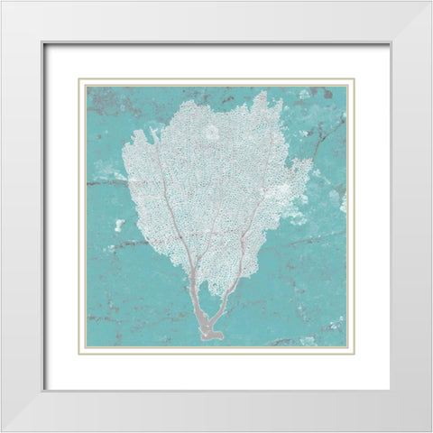 Graphic Sea Fan I White Modern Wood Framed Art Print with Double Matting by Studio W