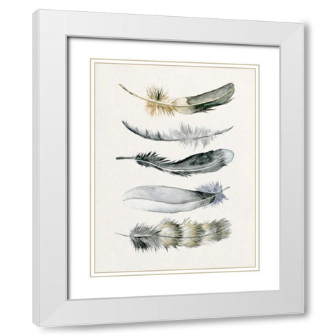 Tribal Feather I White Modern Wood Framed Art Print with Double Matting by Wang, Melissa