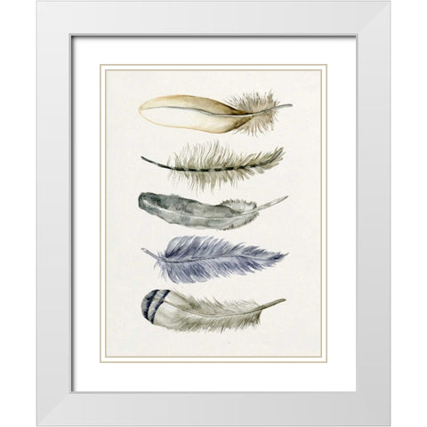 Tribal Feather II White Modern Wood Framed Art Print with Double Matting by Wang, Melissa