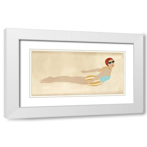 Vintage Diver I White Modern Wood Framed Art Print with Double Matting by Vess, June Erica