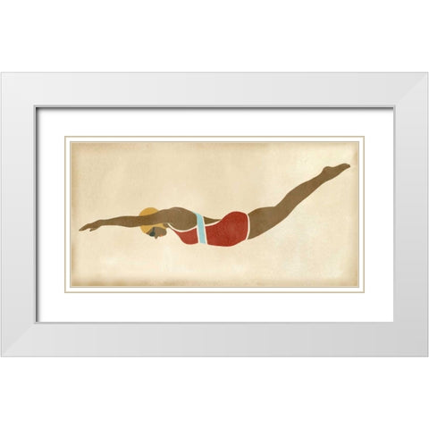 Vintage Diver II White Modern Wood Framed Art Print with Double Matting by Vess, June Erica