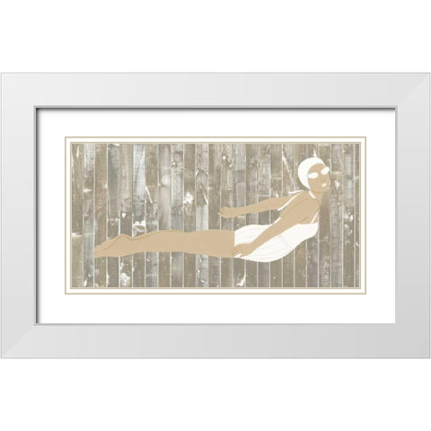 Vintage Diver III White Modern Wood Framed Art Print with Double Matting by Vess, June Erica
