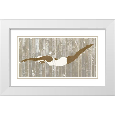 Vintage Diver IV White Modern Wood Framed Art Print with Double Matting by Vess, June Erica
