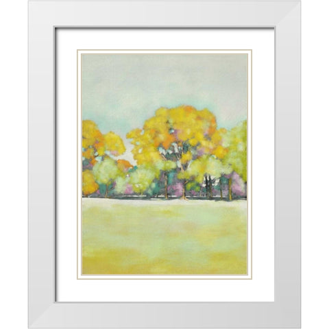 Golden Landscape II White Modern Wood Framed Art Print with Double Matting by Zarris, Chariklia