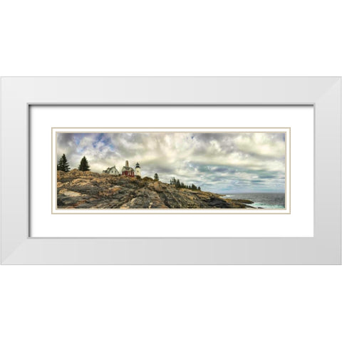 Pemaquid Light Panorama White Modern Wood Framed Art Print with Double Matting by Head, Danny