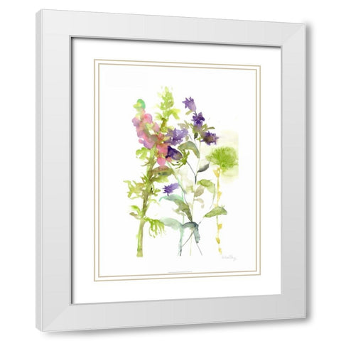 Watercolor Floral Study I White Modern Wood Framed Art Print with Double Matting by Wang, Melissa