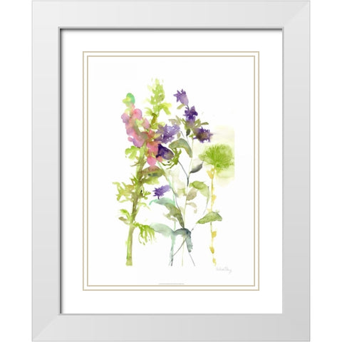 Watercolor Floral Study I White Modern Wood Framed Art Print with Double Matting by Wang, Melissa