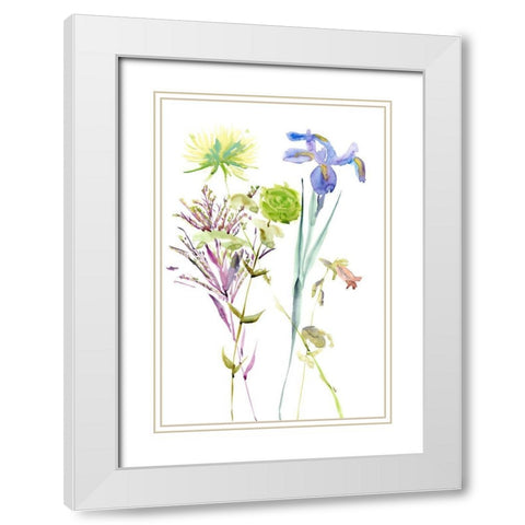 Watercolor Floral Study II White Modern Wood Framed Art Print with Double Matting by Wang, Melissa