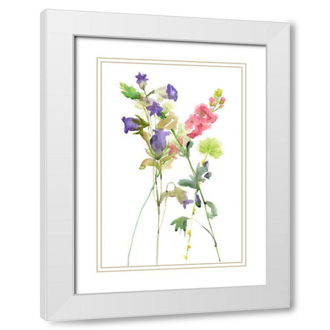 Watercolor Floral Study IV White Modern Wood Framed Art Print with Double Matting by Wang, Melissa