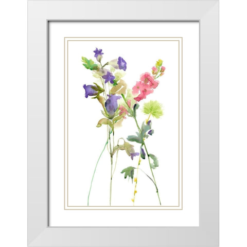 Watercolor Floral Study IV White Modern Wood Framed Art Print with Double Matting by Wang, Melissa