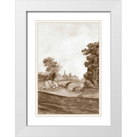 Sepia French Wall Paper III White Modern Wood Framed Art Print with Double Matting by McCavitt, Naomi