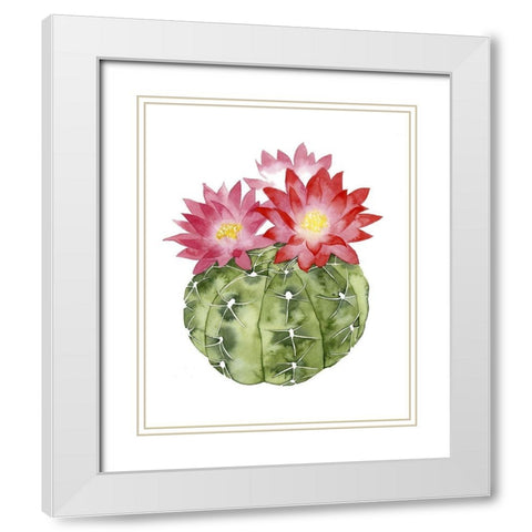 Custom Cactus Bloom III White Modern Wood Framed Art Print with Double Matting by Popp, Grace