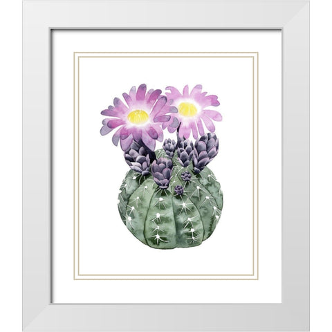 Custom Cactus Bloom IV White Modern Wood Framed Art Print with Double Matting by Popp, Grace