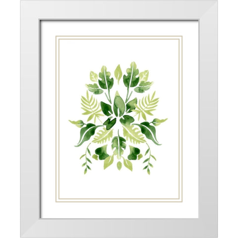 Verdant Vignette II White Modern Wood Framed Art Print with Double Matting by Vess, June Erica