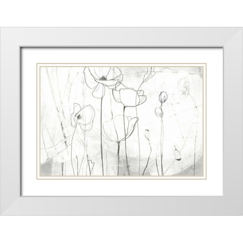 Poppy Sketches I White Modern Wood Framed Art Print with Double Matting by Vess, June Erica