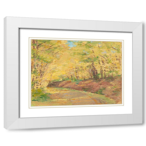 Fall Path II White Modern Wood Framed Art Print with Double Matting by Harper, Ethan