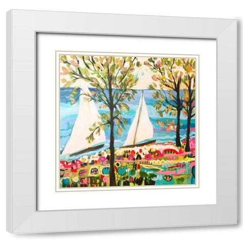 Nautical Whimsy IV White Modern Wood Framed Art Print with Double Matting by Fields, Karen