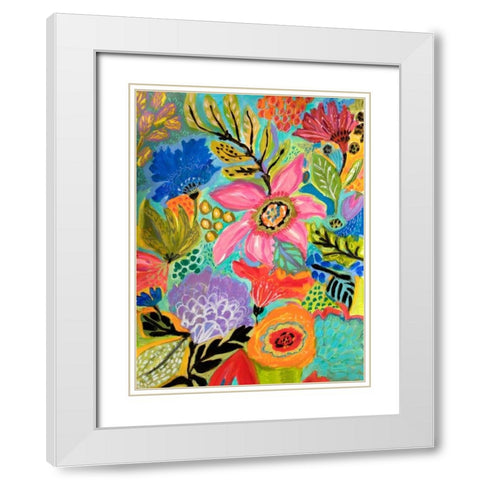 Secret Garden Floral II White Modern Wood Framed Art Print with Double Matting by Fields, Karen