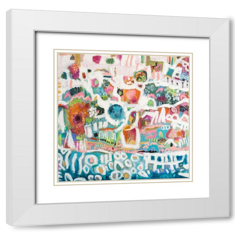 Abstract Marina I White Modern Wood Framed Art Print with Double Matting by Fields, Karen