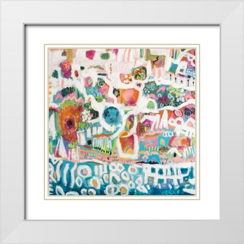 Abstract Marina I White Modern Wood Framed Art Print with Double Matting by Fields, Karen