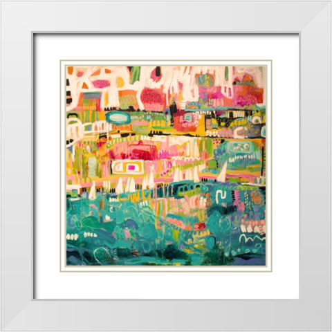 Abstract Marina II White Modern Wood Framed Art Print with Double Matting by Fields, Karen