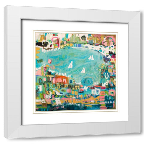 Abstract Marina IV White Modern Wood Framed Art Print with Double Matting by Fields, Karen