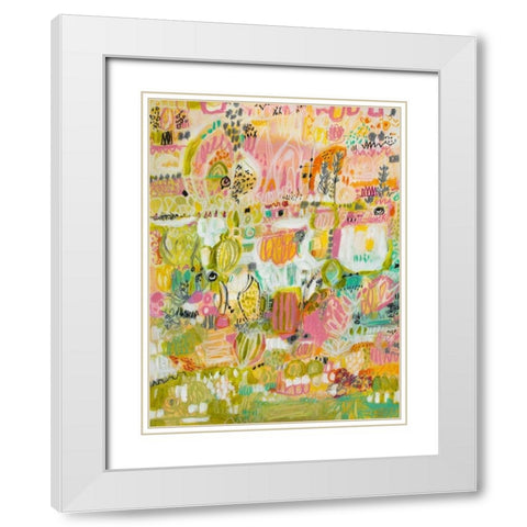 Boho Garden I White Modern Wood Framed Art Print with Double Matting by Fields, Karen