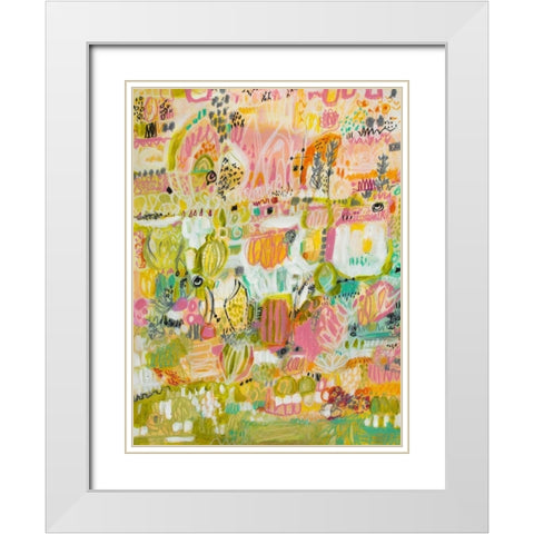 Boho Garden I White Modern Wood Framed Art Print with Double Matting by Fields, Karen