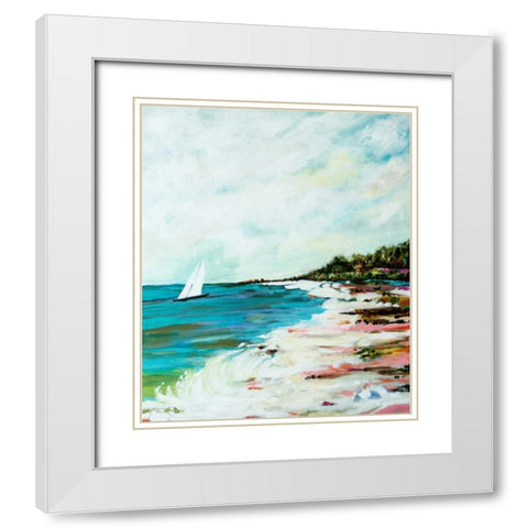 Beach Surf I White Modern Wood Framed Art Print with Double Matting by Fields, Karen